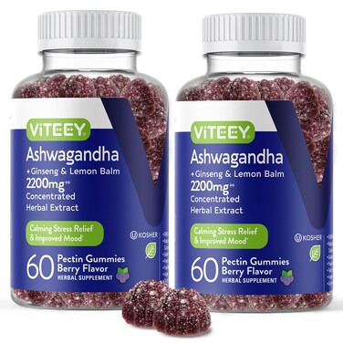 Ashwagandha Supplements Gummies  Ginseng  Lemon Balm Herbal Extract  Ashwagandha Gummies for Calm Relax Restore Unwind  Vegan Gelatin Free Gluten Free GMO Free Tasty Chewable Berry Flavored