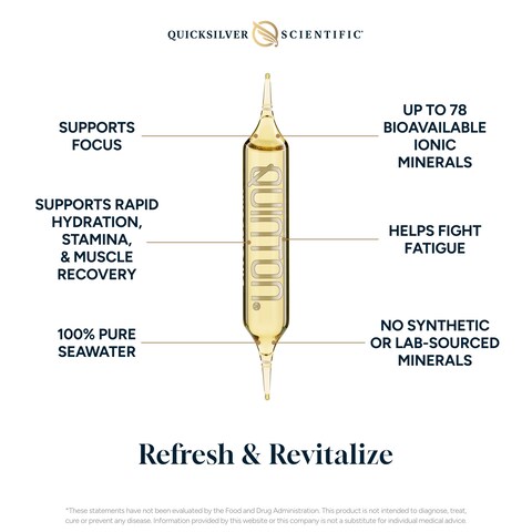 Quicksilver Scientific Original Quinton Hypertonic Solution  Sea Water Hydration  Liquid Minerals with Electrolytes for Muscle Recovery StaminaMineral Replenishment 30 Single Serving Glass Vials