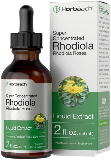Horbach Rhodiola Rosea Supplement  2 fl oz Tincture  Alcohol Free Extract  Super Concentrated Root Liquid  Vegetarian NonGMO Gluten Free