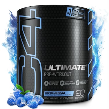 Cellucor C4 Ultimate Pre Workout Powder ICY Blue Razz  Sugar Free Preworkout Energy Supplement for Men  Women  300mg Caffeine  32g Beta Alanine  2 Patented Creatines  20 Servings