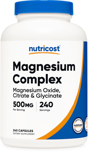 NutricostMagnesium Complex 500mg 240 Capsules  Magnesium Oxide Citrate and Glycinate  Gluten Free and NonGMO