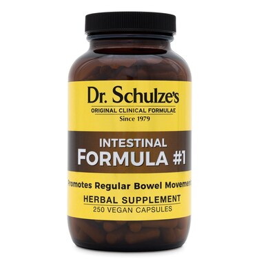 Dr SchulzesIntestinal Formula 1  All Natural Bowel Cleanse  Promotes Regular Bowel Movements  Improves Detoxification  Strong Herbal Formula  Family Size  250 ct Vegan  Packaging May Vary
