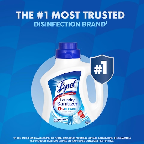Lysol Disinfectant Laundry Sanitizer  Scent Booster Laundry Detergent Additive Color Safe Bleach Alternative Laundry Odor Eliminator Kills Bacteria  Viruses Crisp Linen Scent 90 Fl Oz