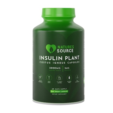 Natures Source Insulin Plant Capsules Costus Igneus  Complete Health Management Program Including Costus Igneus Capsules Cookbook Diet  Workout Plan  60 Day Supply  Made in The USA