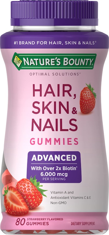 Natures BountyOptimal Solutions Advanced Hair Skin Nails 2X Biotin 80 Strawberry Gummies