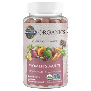 Garden of Life Organics Womens Gummy Vitamins  Berry  Certified Organic NonGMO Vegan Kosher Complete Multi  Methyl B12 C  D3  Gluten Soy  Dairy Free 120 Real Fruit Gummies
