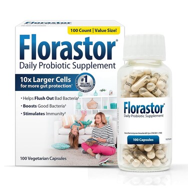FlorastorProbiotics for Digestive  Immune Health 100 Capsules Probiotics for Women  Men Dual Action Helps Flush Out Bad Bacteria  Boosts The Good with Our Unique Strain Saccharomyces Boulardii