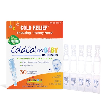 BoironColdCalm Baby SingleUse Drops for Relief from Cold Symptoms of Sneezing Runny Nose and Nasal Congestion  Sterile and NonDrowsy Liquid Doses  30 Count