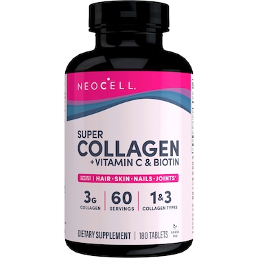 NeoCellSuper Collagen With Vitamin C and Biotin Skin Hair and Nails Supplement Includes Antioxidants Tablet 180 Count 1 Bottle