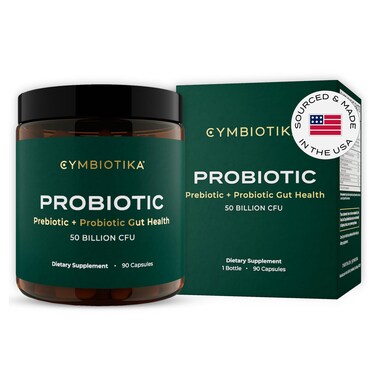 CYMBIOTIKA Probiotic  Prebiotic Gut Health Supplement for Women  Men Supplements for Immune Support Digestive Health  Gut Balance Contains Probiotics  Prebiotics 50 Billion CFU 90 Capsules