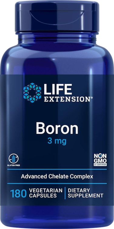 Life Extension Boron 3mg 180 Veg Caps  Triple Boron Complex with Boron Citrate Glycinate Aspartate  3 mg Capsules  Enhanced with Vitamin B2