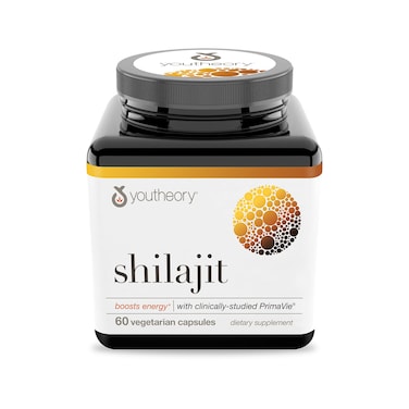 Youtheory Shilajit  500 mg Shilajit Capsules  Energy Supplement  Supports Stamina  Endurance  Gluten Dairy  Soy Free  60 Vegetarian Capsules
