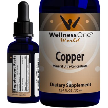 WellnessOne Liquid Copper Supplements  Immune Support Copper Sulfate Also Great for Joint Nerve  Bone Health  Copper Supplement Drops Maximizes Iron Absorption for Kids Men  Women  167 fl oz