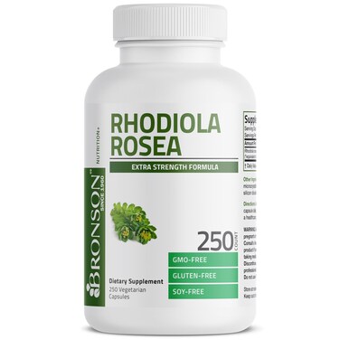 Bronson Rhodiola Rosea Vegetarian Capsules  Adaptogenic Herb  Brain Stress  Mood Support  NonGMO 250 Count