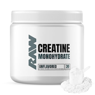 RAW Nutrition Creatine Monohydrate Powder Unflavored 30 Servings  Micronized Creatine Monohydrate Supplement for Workout Performance Build Muscle  Strength  Creatine Powder for Men  Women