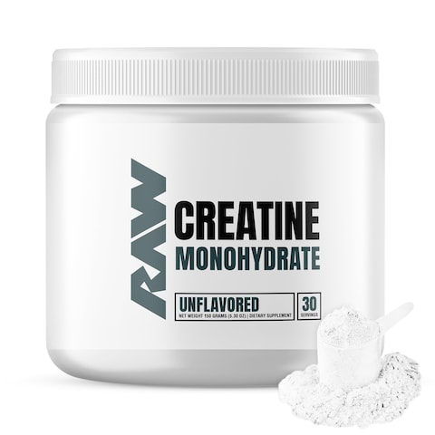 RAW Nutrition Creatine Monohydrate Powder Unflavored 30 Servings  Micronized Creatine Monohydrate Supplement for Workout Performance Build Muscle  Strength  Creatine Powder for Men  Women
