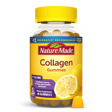 Nature Made Collagen Gummies with Vitamin C Zinc and Biotin Hydrolyzed Collagen Peptides Supplement for Healthy Skin Support 60 Gummies 60 Day Supply