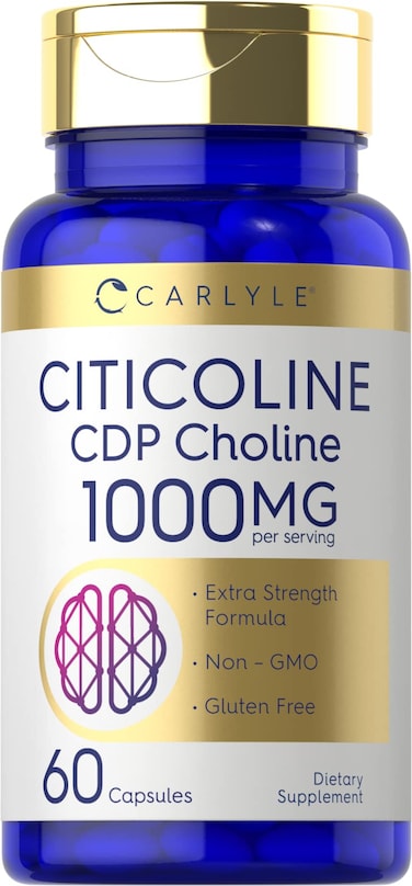 Carlyle Citicoline CDP Choline 1000mg  60 Capsules  Extra Strength Formula  NonGMO Gluten Free Supplement