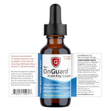 Brain Fog Supplement  Methylene Blue with Vitamin C  Memory Booster  Improves Cognitive Function and Focus  Clear Thoughts and Reduced Fog  Liquid Supplement