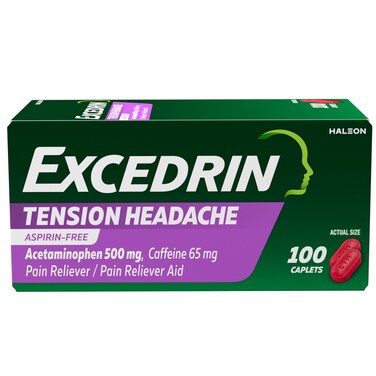 Excedrin Tension Headache Relief Caplets Without Aspirin for Head Neck and Shoulder Pain Relief  100 Count