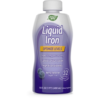 Natures Way Liquid Iron Provides Daily Value of Iron Sugar Free Berry Flavored 16 Fl Oz