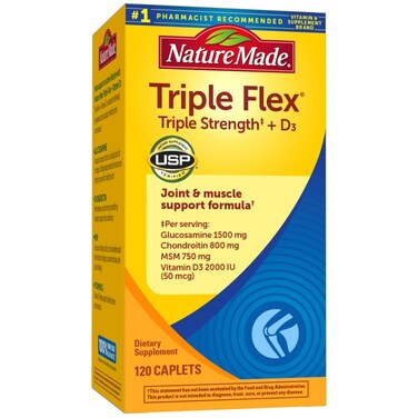 Nature MadeTripleFlex Triple Strength Caplets with Vitamin D3 120 Count for Joint Support