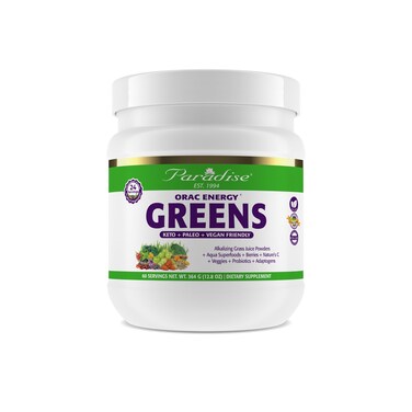 Paradise ORAC Energy Greens Powder Extract Super Antioxidants Probiotics for Gut Health  Digestion Vitamin C for Immunity with Spirulina  Chlorella NonGMO Gluten Free 60 Servings