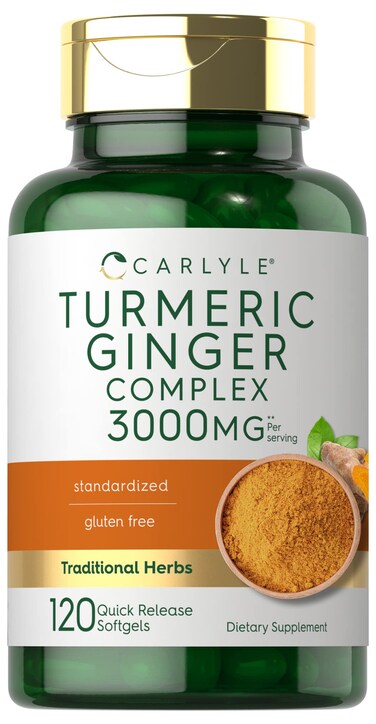 Carlyle Turmeric and Ginger Supplement 3000 mg  120 Softgel Capsules  Turmeric Curcumin Complex  NonGMO Gluten Free