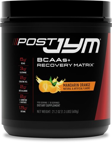 Post JYM Active Matrix  PostWorkout with BCAAs Glutamine Creatine HCL BetaAlanine and More  JYM Supplement Science  Mandarin Orange Flavor 30 Servings 13 Pound Pack of 1