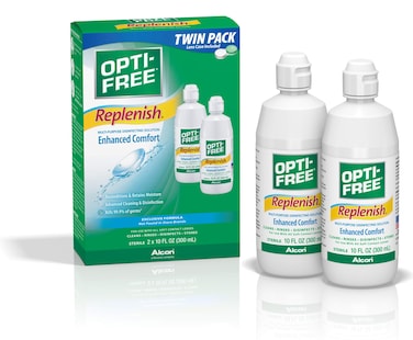 OptiFree Replenish MultiPurpose Disinfecting Solution with Lens Case Twin Pack 10Fluid Ounces Each  2 CountPack of 1