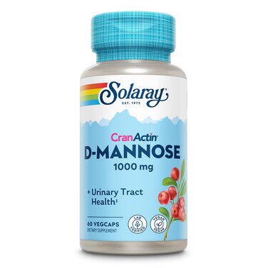 Solaray DMannose 1000mg with CranActin Cranberry Extract D Mannose Cranberry Supplement with Vitamin C Supports Urinary Tract and Bladder Health Vegan 30 Servings 60 VegCaps