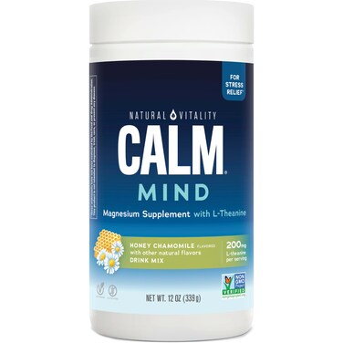 Natural Vitality Calm Mind Magnesium Citrate  LTheanine Powder Supports a Healthy Response to Stress Gluten Free  Vegetarian Honey Chamomile 12 oz