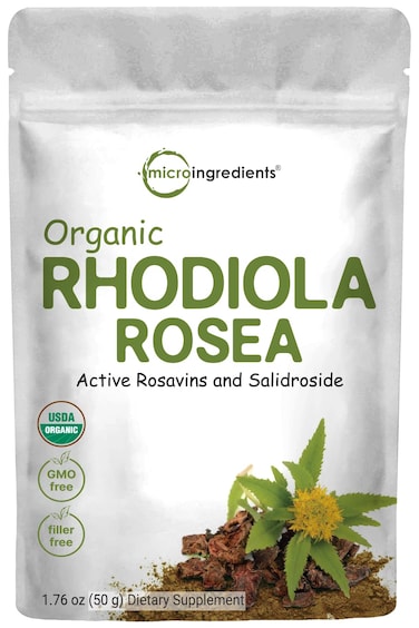 Micro Ingredients Organic Rhodiola Rosea Root Extract 50g Powder  Adaptogenic Herb Based Supplement with Active Rosavins  Salidrosides  Supports Energy  Relaxation  No GMOs Filler Free