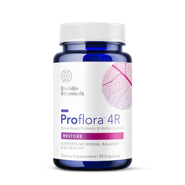 Biocidin Proflora 4R Spore Probiotic  Digestive Health Probiotics for Women  Men  Clinically Researched Bacillus Strains  Organic Aloe Marshmallow Root for Gut Support 30 Vegan Capsules
