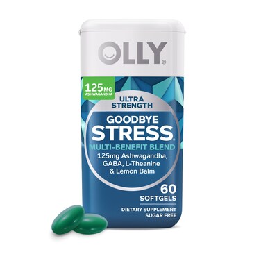 OLLY Ultra Strength Goodbye Stress Softgels GABA Ashwagandha LTheanine and Lemon Balm Stress Relief Supplement  60 Count