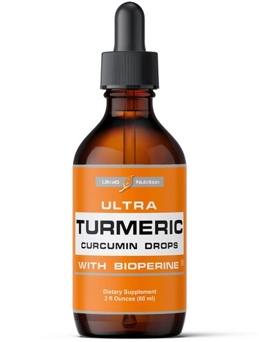 Liquid Turmeric Curcumin with Black Pepper  Organic Turmeric Supplement with Bioperine for Joint Support  Turmeric Drops Supplements for Supreme Absorption  Made in USA  60ml