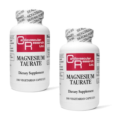 Cardiovascular ResearchMagnesium Taurate  125 mg Elemental Magnesium  180 Veggie Caps in Each Sealed Bottle  2 Bottles  360 Vegetarian Capsules