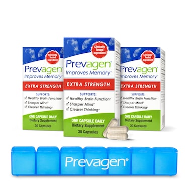 Prevagen Improves Memory  Extra Strength 20mg 30 Capsules 3 Pack with Apoaequorin  Vitamin D 7Day Pill Minder  Brain Supplement for Better Brain Health