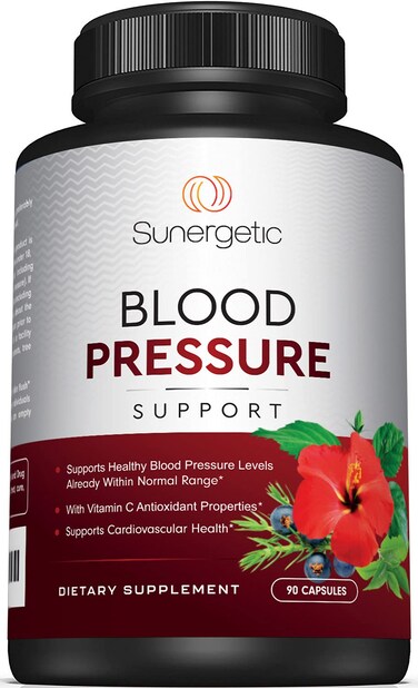 Premium Blood Pressure Support Supplement For Cardiovascular Heart Health with Garlic Hawthorn Hibiscus 90 Capsules