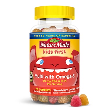 Nature MadeKids First Multivitamin with Omega3 Kids Vitamins and Minerals for Nutritional Support 70 Kids Multivitamin Gummies