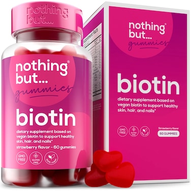Biotin Gummies for Hair Growth 5100 mcg  Hair Skin and Nails Vitamins for Men  Women  with Folic Acid Vitamins A C E  D and Extra Strength for Faster Hair and Nail Growth 60 Gummies