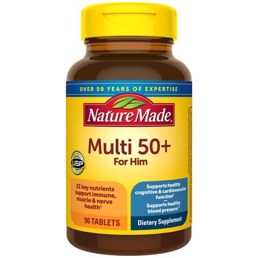 Nature MadeMultivitamin For Him 50 Mens Multivitamins for Daily Nutritional Support Multivitamin for Men 90 Tablets 90 Day Supply