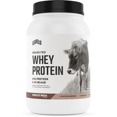 Levels Grass Fed Whey Protein Powder No Artificials 24G of Protein Chocolate Mocha 2LB