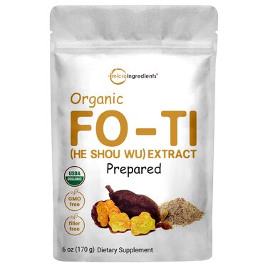 Organic He Shou Wu Pure Fo Ti Extract Powder 6 Ounce Prepared Foti Steaming with Black Bean Traditional Anti Aging Herb Promotes Hair Health and Antioxidant Filler Free and No GMOs