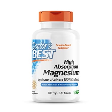 Doctors BESTHigh Absorption Magnesium Glycinate Lysinate 100 Chelated NonGMO Vegan Gluten  Soy Free 100 mg 240 Count