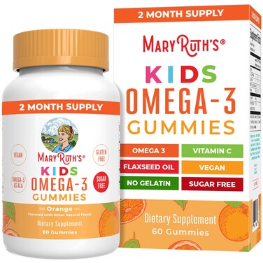 MaryRuth OrganicsVegan Omega 3 Gummies for Kids 2 2 Month Supply Sugar Free Omega 3 Supplement with Vitamin C Flaxseed Oil Immune Support Essential Nutrient ALA No Fish Taste 60 Count