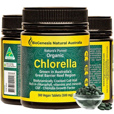 Organic Chlorella Tablets Australian  Advanced BioDynamic Cracked Cell Wall  ChlorophyllRich Vitamins Minerals CGF Supports Good Health Wellbeing  Vegan Natural 300