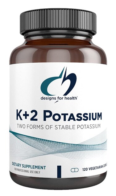 Designs for Health K2 Potassium  300mg Two Forms of Potassium  Potassium Bicarbonate  Glycinate Pills  Supplement Support to Help Maintain Healthy Blood Pressure Levels 120 Capsules