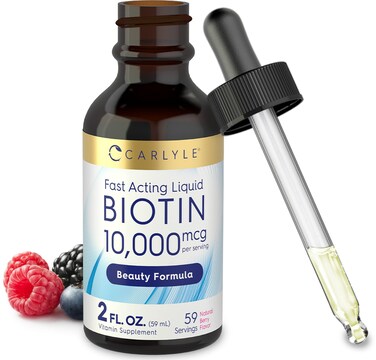 Carlyle Liquid Biotin 10000mcg  2 oz  Extra Strength Drops  Vegetarian NonGMO Gluten Free Supplement