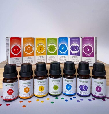 7 Chakra Essential Oil Diffuser Blend Gift Set by Aromafume  7x 10ml033 fl oz Aromatherapy Oils for Meditation Chakra Balance Yoga  Reiki Gifts Essential Oil Set for Plexus Root Chakra  more